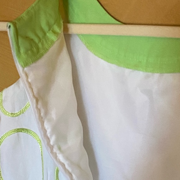 12 MAGGIE BREEN TOO LINED SHIFT DRESS WHITE LIME GREEN TRIM AND EMBROIDERY ZIP - Picture 10 of 16